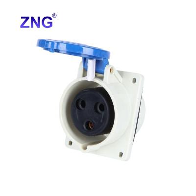 China Industrial 220V 230V 240V 250V 1 Phase 3 Pin Slopped Industrial Socket 32A Panel-mounted Angled Cable Power Socket for sale