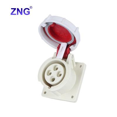 China Industrial IP67 Waterproof 4 Pins 16A Industrial Plug and Socket Flush-mounted for sale