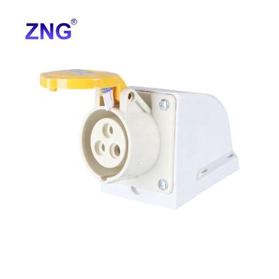 China Industrial Hot Sale UK 110V 16A 3 Pin Industrial Plug Female Socket 4H Wall-mounted Power Socket for sale