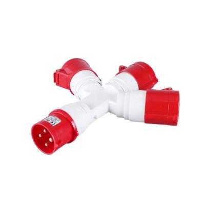 China Industrial ZNG-2024 3 WAY 32A4P Adapter 1 In 3 Out Industrial Multiple Socket-outlet 32Amp 3P+E for sale