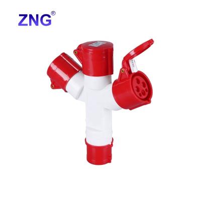 China Industrial ZNG-1014 16A 4 Pin Industrial Female Plug And Socket Adaptor 3P+E Industrial Extension Socket 3-Way for sale