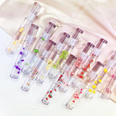 China Waterproof private logo lip oil lip oil lip gloss transparent fruit flavoring transparent vegan 12 colors for sale