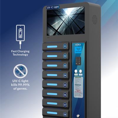 China Kidigi 8 Bay Sterilizer UV LCD Display Cell Phone Locker Phone Refill Vending Machine Kidigi 8 Bay Powerbanks for sale