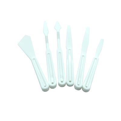 China 6pcs set white plastic palette knife for painting use for sale