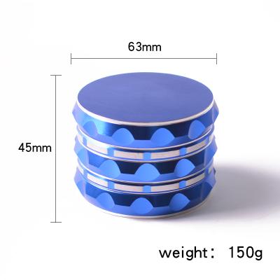 China Herb Grinder High Quality Aluminum Alloy 63mm 4 Layers Colored Anodized Crank 4 Per Parts Aluminum Alloy Herb Grinder for sale