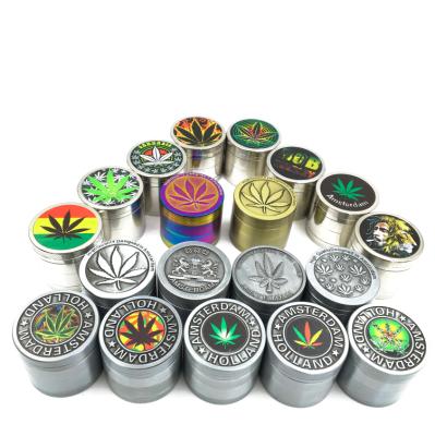 China Amsterdam Herb Grinder 40mm 50mm Metal Herb Grinder Tobacco Smoking 4 Piece Amsterdam Zinc Dry Accessories for sale