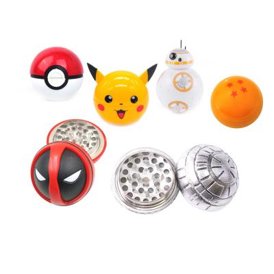 China Unique Design Cute Cartoon BB8 Dragon Ball Deadpool Zinc Alloy Tobacco Herb Crusher Grinder for sale