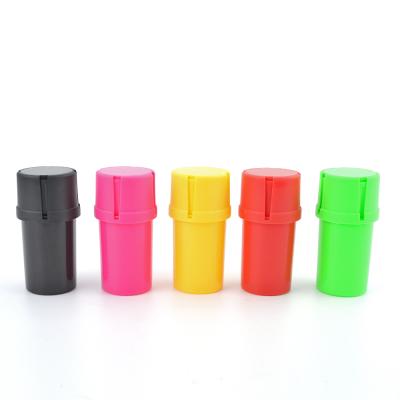 China Grinder With Custom Logo Plastic Tobacco Grinder Container Cheap Storage Herb Smoking Storage Bottle Cap for sale