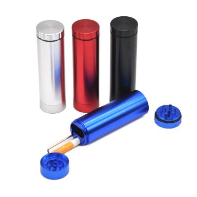 China Dugout Grinder With One Hitter Pipe Hot Sale Smoke Set Hitter Pipe Metal Aluminum Alloy Herb Grinder Dugouts for sale