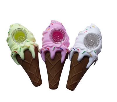 China Wholesale Cute Ice Cream Shape Silicone Smoking Pipe China Ice Cream Smoking Silicone Rubber Water Pipe for sale