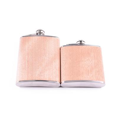 China Wholesale Custom Logo 6oz/8oz Wood Hip Flask China Personalized Wood Hip Flask for sale