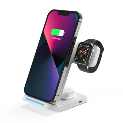 China Smart Watch 3 in 1 Wireless Charger 15W Qi Charger Multifuncion Fast Charging Stand Holder Dock For iPhone iWatch Airpods for sale