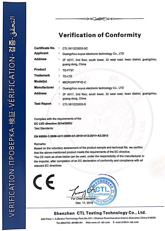 CE - Guangzhou Ouyue Electronic Technology Co., Ltd.