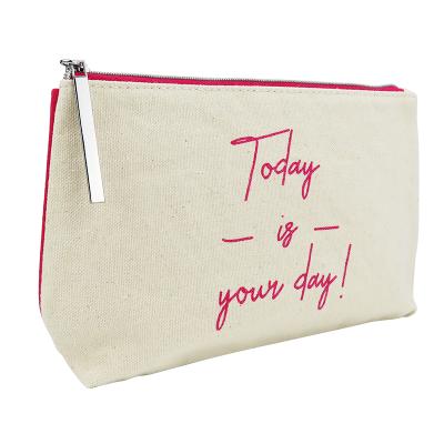 China Fashionable Letter Makeup Pouch Gifts Wholesale Promotions Travel ECO Cotton Canvas Cosmetic Bag for sale