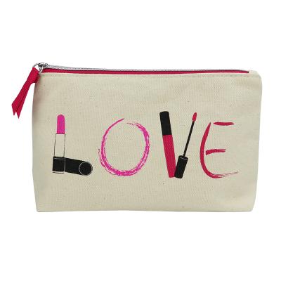 China High Quality Gifts Exquisite Cotton Canvas Makeup Bag Beige Eco-Friendly Cosmetic for sale