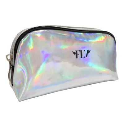 China Fashionable Portable Fashionable Silver Glitter Makeup Holographic Laser PU Laser Pouch Cosmetic Bag for sale