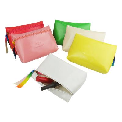 China Waterproof Candy Color Fashion Travel Storage Pouch Zipper Bag PU Cosmetic Makeup Bag for sale