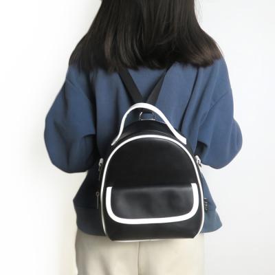 China PU Waterproof Black Shoulders Bag Teen Girl Mini Backpack Women Small School Bags for sale