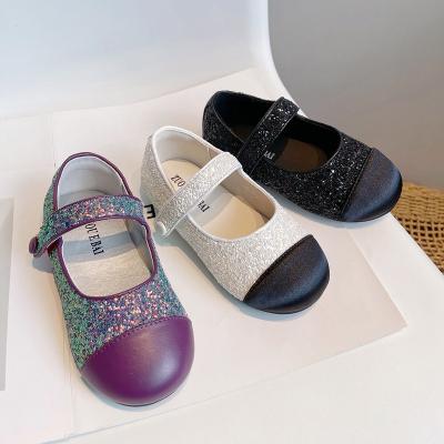 China New Anti-slip Children Leather Trim Princess Shoes British Style Non-slip Casual Splicing Color Soft Unique Single Shoes College Shoes for sale