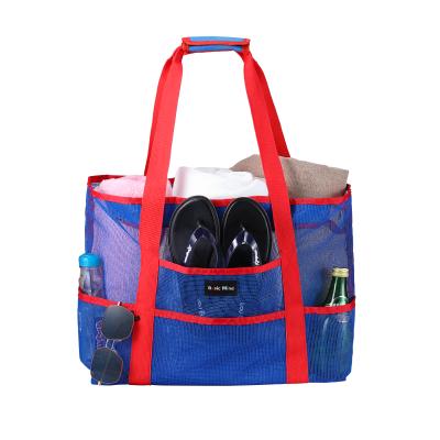 China 2021 Large Capacity Portable Shopping Bag Supplies Mesh Tote Beach Bag Toy Bag With Water Resistant Inside Pocket for sale