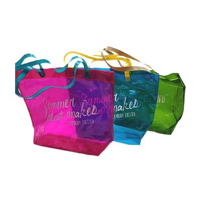 China 2021 New Daily Life Fashion Convenient Clear Waterproof PVC Transparent Tote Shopping Bag for sale