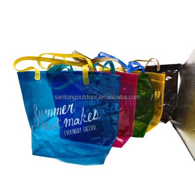 China 2022 Hot Sale Royal Color Shoulder PVC Shopping Bag Vinyl Tote Bag Convenient Daily Life Miscellaneous for sale