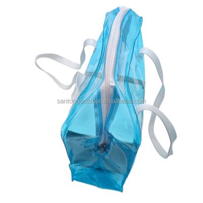 China Custom Colored Clear Bag Handled Clear Shopping Bag Waterproof Gift for sale