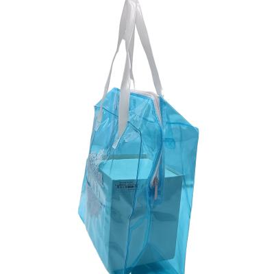 China Custom Made Reusable Transparent Logo PVC Gift Bag With Tote Gift Shopping Bag Portable And Handle Bags for sale