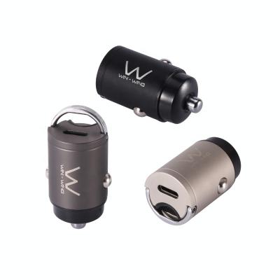 China Zinc Alloy Bullet Type C Car Charger 30W Palladium USB-C Car Charger For Phone And Laptop for sale