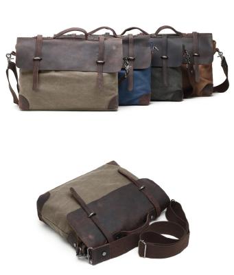 China Classic Professional Wholesale Office Waxed Cotton Canvas Portable Shoulder Bags Wave Messenger Men for sale