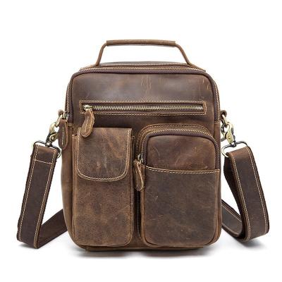 China Crazy Horse Leather Business Men Tote Shoulder Bag Messenger Bags Durable Protective Waterproof Small Cross - Body for sale