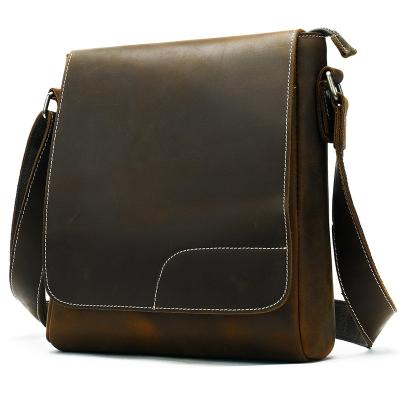 China Vintage Cowhide Leather Business Briefcase Anti Theft Laptop Cross - Body Bags For Man Vintage Messenger Bag for sale