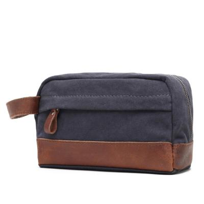 China Vintage Private Label Personalized Cotton Canvas Makeup Bag Travel Toiletry Dopp Kit Men Cosmetic Bag for sale