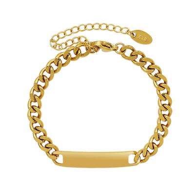 China Vintage AD. Jewelry 18K Gold Plated Bangle Bar Vintage Chain Hip Hop Stainless Steel Bracelet For Women for sale