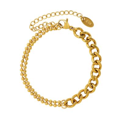 China Vintage AD. Jewelry 18K Double Chain Bangle Vintage Hip Hop Stainless Steel Gold Plated Bracelet For Women for sale