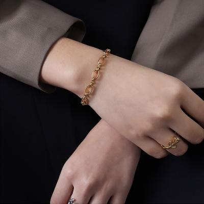 China Vintage AD. Jewelry 18K Gold Bangle Bracelet Vintage Chain Stainless Steel Plain Bangle For Women Size 6.7 for sale