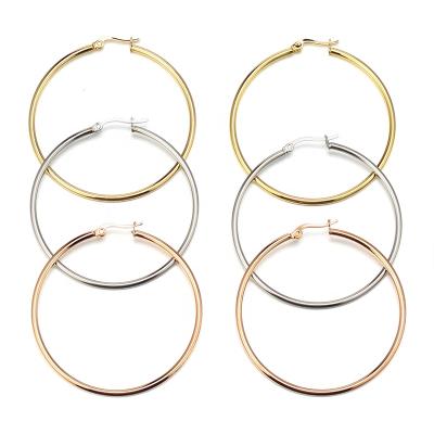 China AD CLASSIC Jewelry 18K Gold Plated Stainless Steel Hoop Earrings Minimalist Style For Women Factory OEM for sale