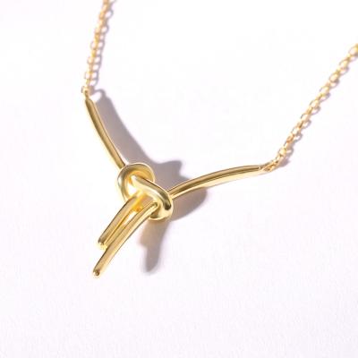 China Office/Career AD. S925 Jewelry Necklaces 18k Gold Plated Sterling Silver Knot Necklaces Fashion Style For Women for sale