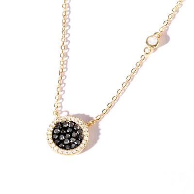 China CLASSIC AD. High Quality Black Round Zircon Necklaces S925 Sterling Silver Necklaces 18k Gold Plated Jewelry for sale