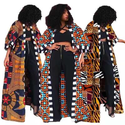 China Wholesale African Ethnic Style Anorak Wholesale QUICK DRY QUICK DRY Long Gap Plunge Coat Women Kimonos Silk Maxi Dresses for sale