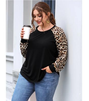 China Custom Cute Autumn 2021 Women Tops Ladies Anti-pilling Clothes Long Sleeve Blouse Leopard Print Plus Size Shirts for sale