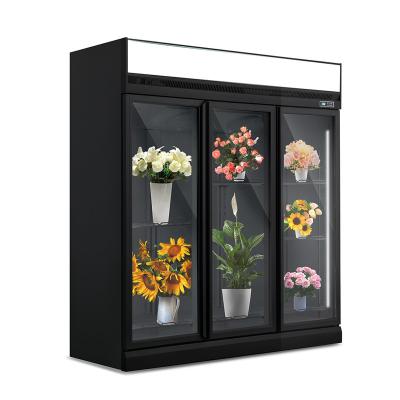 China Single-temperature Canada 3-Door Flower Showcase Flower Refrigerator Display Cabinet Floral Display Fresh Preservation Cooler for sale