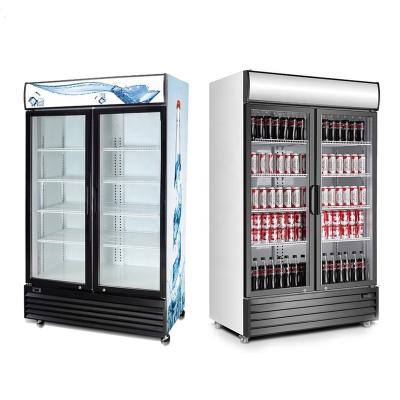 China Upright Supermarket Equipment 2 Door Beverage Display NST Climate Type Chiller Single-temperature Chiller for sale