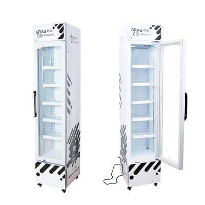 China Commercial Upright Slim Cola Showcase Fridge Drinks Glass Door Single-Temperature Cooler for sale