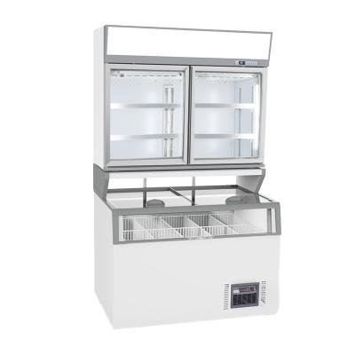 China Double-temperature Supermarket Store Strore Beveage Top Refrigerator Ice Cream Frozen Product Freezer Combi Bottom Cabinets for sale