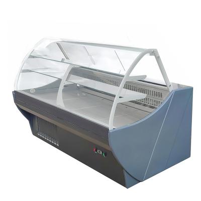 China Double-temperature Supermarket Display Showcase Freezer Sliding Cool Glass Meat Grocery Stores Cooler for sale