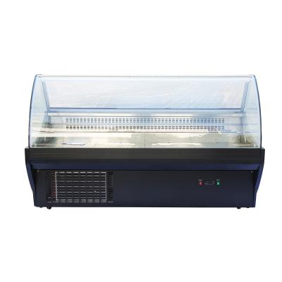 China Dual-temp commercial meat deli displays freezer refrigerated deli cooler showcase deli displays with rear storage for sale