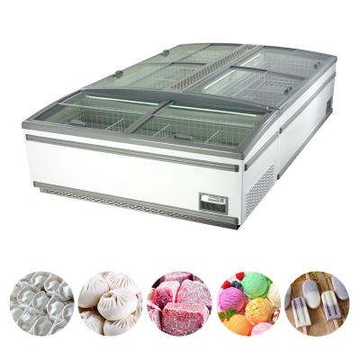 China Single-Temperature Capacity Deep Supermarket Sliding Door Flat Chest Freezer for sale