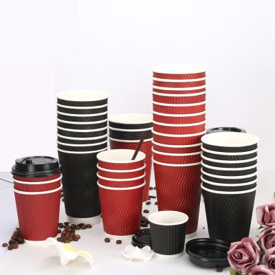 China Disposable paper coffee cups disposable double wall Pappbecherr cups for hot drink for sale