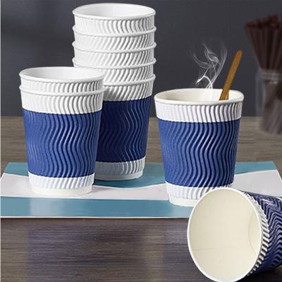 China Disposable Wholesale Customize Black 8oz 12oz Black Coffee Paper Cup Disposable Insulated Double Layer Paper Cups For Hot Drinks Cold Drink for sale